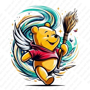 winnie the pooh cute clipart, winnie the pooh png, cute cartoon clipart, transparent design
