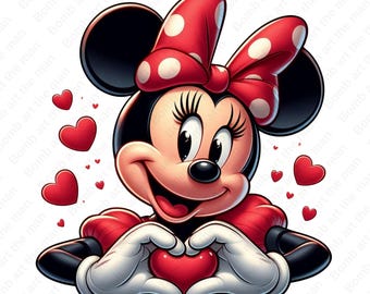 Imágenes prediseñadas de manos de Minnie Mouse, diseño de manos de amor, imágenes prediseñadas de amor, descarga instantánea