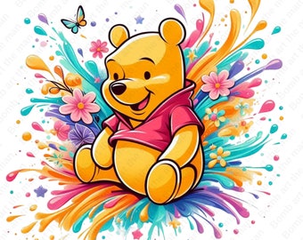 słodki kubuś puchatek clipart, kubuś puchatek png, słodki kreskówkowy clipart, przezroczysty design, natychmiastowe pobieranie