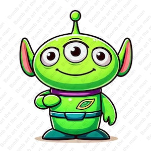toy story alien clipart, little green men png, toy story character, space alien png, transparent design, instant download