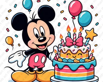 Mickey Mouse Birthday PNG, Happy Birthday PNG, Mickey PNG, Birthday Clipart, instant download