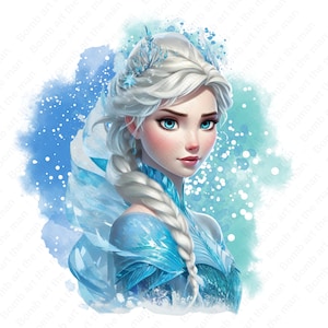 princess elsa clipart, frozen png, frozen princess clipart, elsa png, watercolor background, instant download
