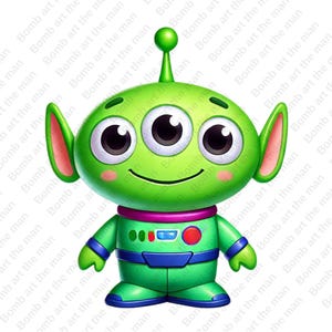 toy story alien clipart, little green men png, toy story character, space alien png, transparent design, instant download