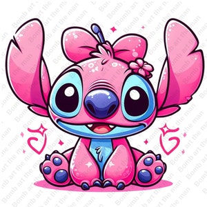 cute stitch angel clipart, stitch angel png, stitch pink clipart, instant download