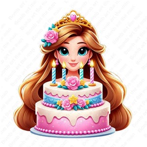 Clipart de cumpleaños, diseño de cumpleaños, princesa de cumpleaños png, fondo transparente