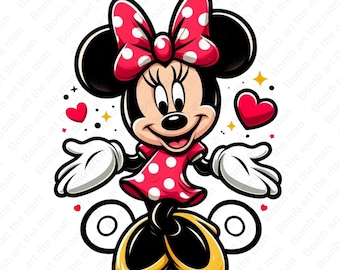 Minnie Mouse cute clipart, Minnie Mouse png, transparent design, instant download