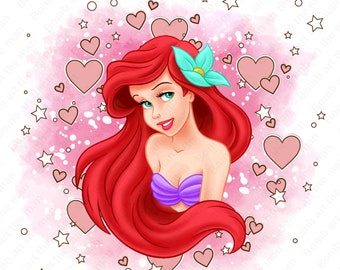 プリンセスアリエルのクリップアート、リトルマーメイドのpng、水彩画