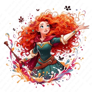 Princess Merida clipart, Cute Merida png, Brave clipart, instant download