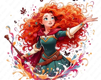 Princess Merida clipart, Cute Merida png, Brave clipart, instant download