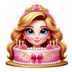 Clipart de cumpleaños, diseño de cumpleaños, princesa de cumpleaños png, fondo transparente