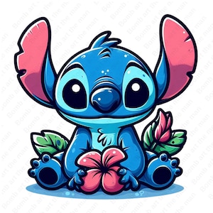 Stitch cute clipart, Stitch png, cute cartoon character, transparent design, instant download