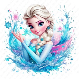 Frozen princess clipart, Princess elsa clipart, Elsa splash png, frozen png, instant download
