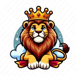 Lion King clipart, cute lion king png, cartoon lion design, instant download
