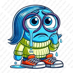 inside out sadness clipart, emotion character png, joy,sadness, anger, anxiety, instant download