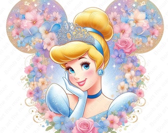Princess Cinderella clipart, Princess Cinderella png, mouse ear design, instant download