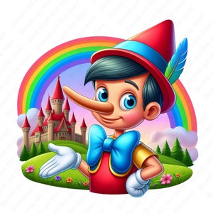 cute pinocchio clipart, pinocchio png, cute fairytale character, instant download