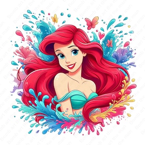 Princess ariel png, the little mermaid clipart, cute princess clipart, instant download