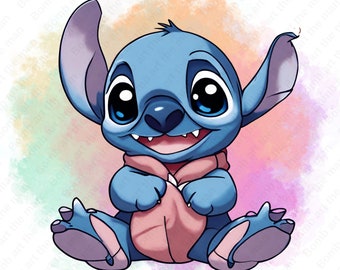 cute stitch clipart, stitch png, stitch watercolor design, instant download