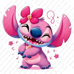 Schattige Stitch Angel clipart, Stitch Angel png, Stitch Pink clipart, instant download