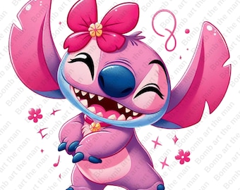 Schattige Stitch Angel clipart, Stitch Angel png, Stitch Pink clipart, instant download