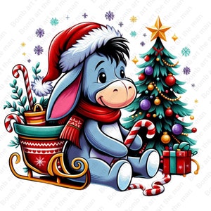 Eeyore christmas clipart, cute eeyore png, Winnie the pooh png, transparent design, instant download
