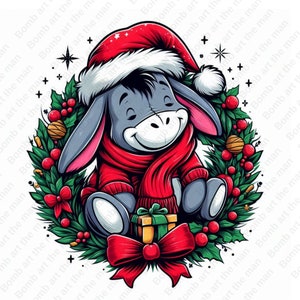 Eeyore christmas clipart, cute eeyore png, Winnie the pooh png, transparent design, instant download