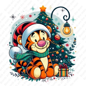 tigger christmas clipart, winnie the pooh png, tigger png, cute christmas clipart, transparent design, instant download