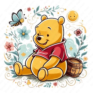 Winnie the pooh clipart, Winnie the pooh png, cute cartoon design, instant download