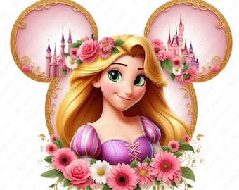 Princess Rapunzel clipart, Tangled png, Princess Rapunzel png, mouse ear design, instant download
