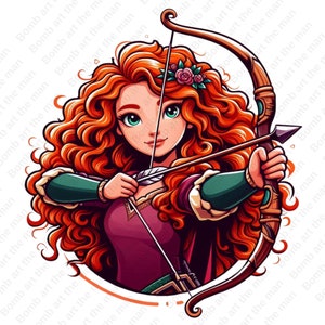 merida png, princess merida, brave clipart, transparent design, instant download