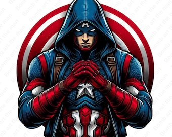 Hooded Captain America png, Captain America clipart, przezroczysty projekt, superbohater png, natychmiastowe pobieranie