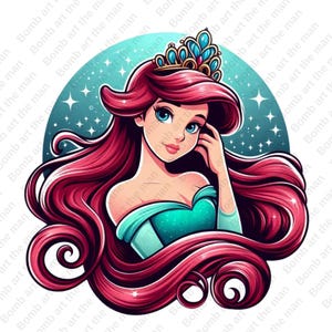 Princess ariel png, the little mermaid clipart, cute princess clipart, instant download
