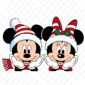 ミッキーとミニーマウスのクリスマスクリップアート、メリークリスマス