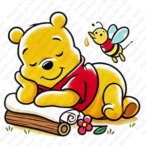 winnie the pooh clipart, winnie the pooh cute png, cute cartoon clipart, transparent design, instant download