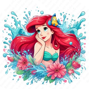 Princess ariel png, the little mermaid clipart, cute princess clipart, instant download
