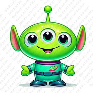 toy story alien clipart, little green men png, toy story character, space alien png, transparent design, instant download