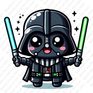 cute darth wader clipart, star wars chacarcters, darth wader png, transparent design, instant download