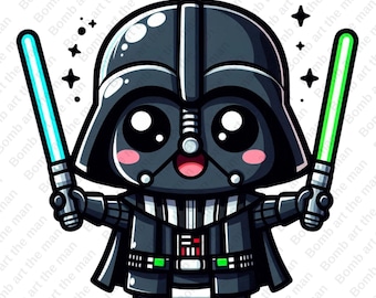 cute darth wader clipart, star wars chacarcters, darth wader png, transparent design, instant download