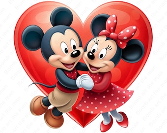 Mickey Mouse and Minnie Mouse clipart, Mickey Family png, Mickey Love png, instant download