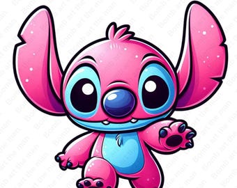 Cute Atitch Angel clipart, Stitch Angel png, Stitch pink clipart, instant download