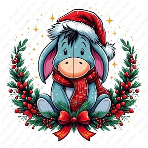 Eeyore christmas clipart, cute eeyore png, Winnie the pooh png, transparent design, instant download
