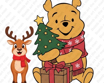 くまのプーさんのクリスマス クリップアート、かわいいクマの PNG