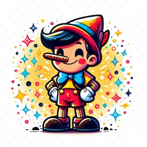 cute pinocchio clipart, pinocchio png, cute fairytale character, instant download