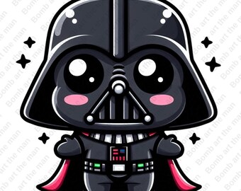 cute darth wader clipart, star wars chacarcters, darth wader png, transparent design, instant download