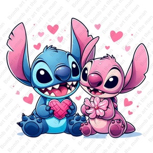 stitch and angel clipart, stitch and angel png, stitch love design, instant download