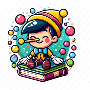 cute pinocchio clipart, pinocchio png, cute fairytale character, instant download