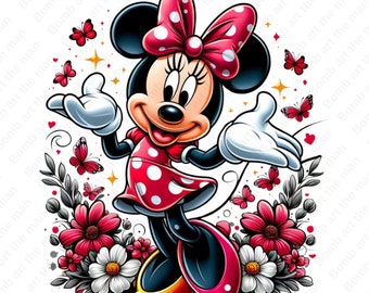 Minnie Mouse cute clipart, Minnie Mouse png, transparent design, instant download