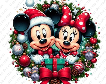 ミッキーとミニーマウスのクリスマスクリップアート、メリークリスマス
