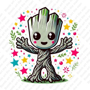 Groot clipart, Groot lindo png, Guardianes de la Galaxia png, diseño transparente, descarga instantánea