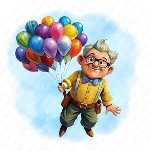Up のクリップアート、カール フレドリクセンの PNG、Up のキャラクターのクリップアート、Up の映画 PNG、即時ダウンロード